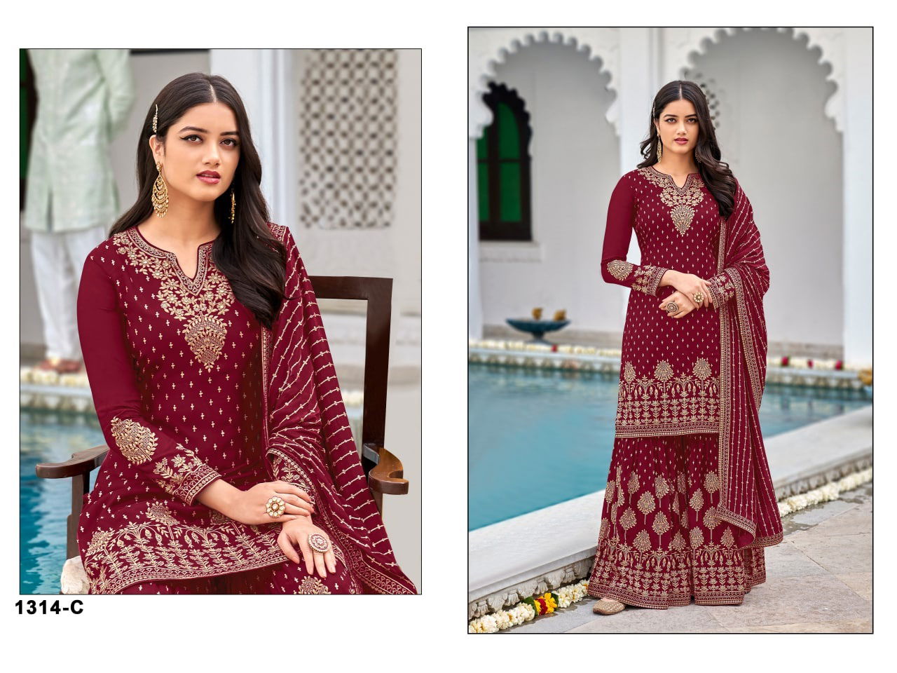 1314 Master Colour Set Georgette Wedding Suits Catalog